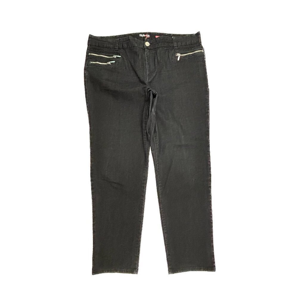 Style & Co Slim Leg Zipper Pockets Women's size 18 Black Denim jeans